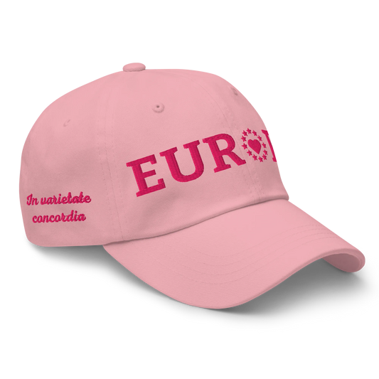 Monochrome Pink "EUROPE" Cap with "Show the Love for Europe" emblem Right Front View