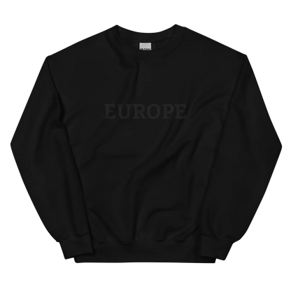 Monochrome Black "EUROPE" Unisex Sweatshirt Front View