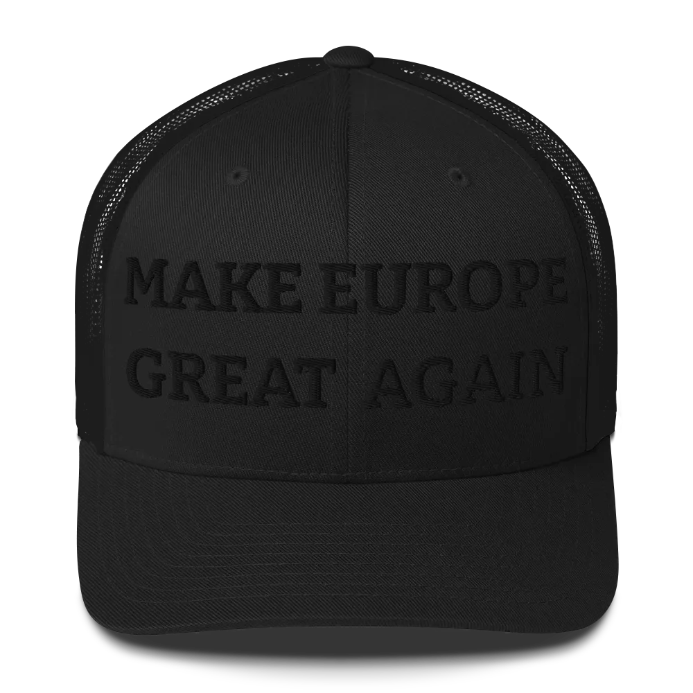 Monochrome Black "Make Europe Great Again" / MEGA Trucker Cap Front View