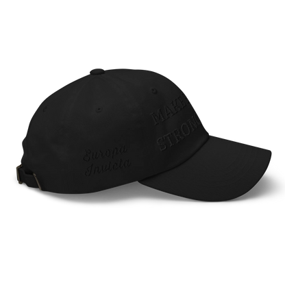 Monochrome Black "Make Europe Strong Again" / MESA Cap with "Show the Love for Europe" emblem in full color Right View