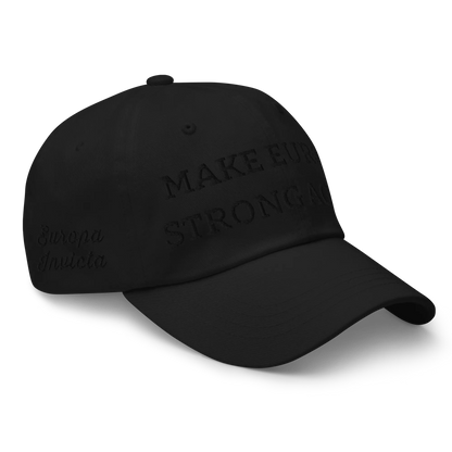 Monochrome Black "Make Europe Strong Again" / MESA Cap with "Show the Love for Europe" emblem Right Front View