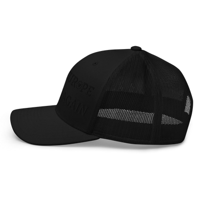 Monochrome Black "Make Europe Strong Again" / MESA Trucker Cap with "Show the Love for Europe" emblem Left View