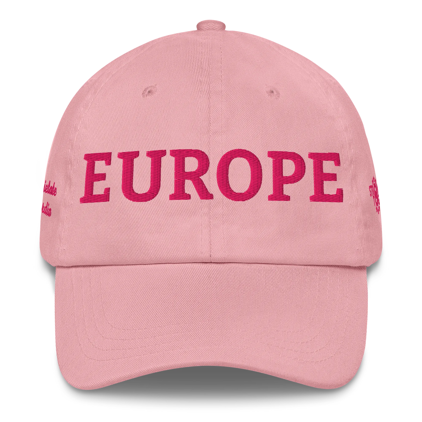 Monochrome Pink "EUROPE" Cap Front View
