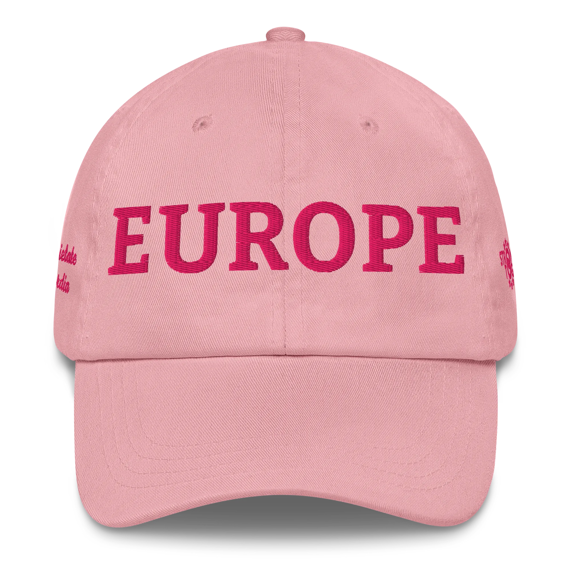 Monochrome Pink "EUROPE" Cap Front View