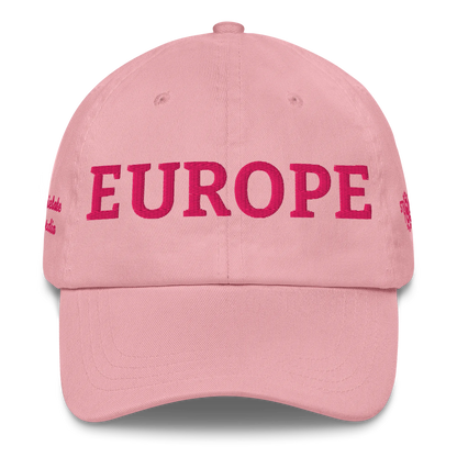Monochrome Pink "EUROPE" Cap Front View