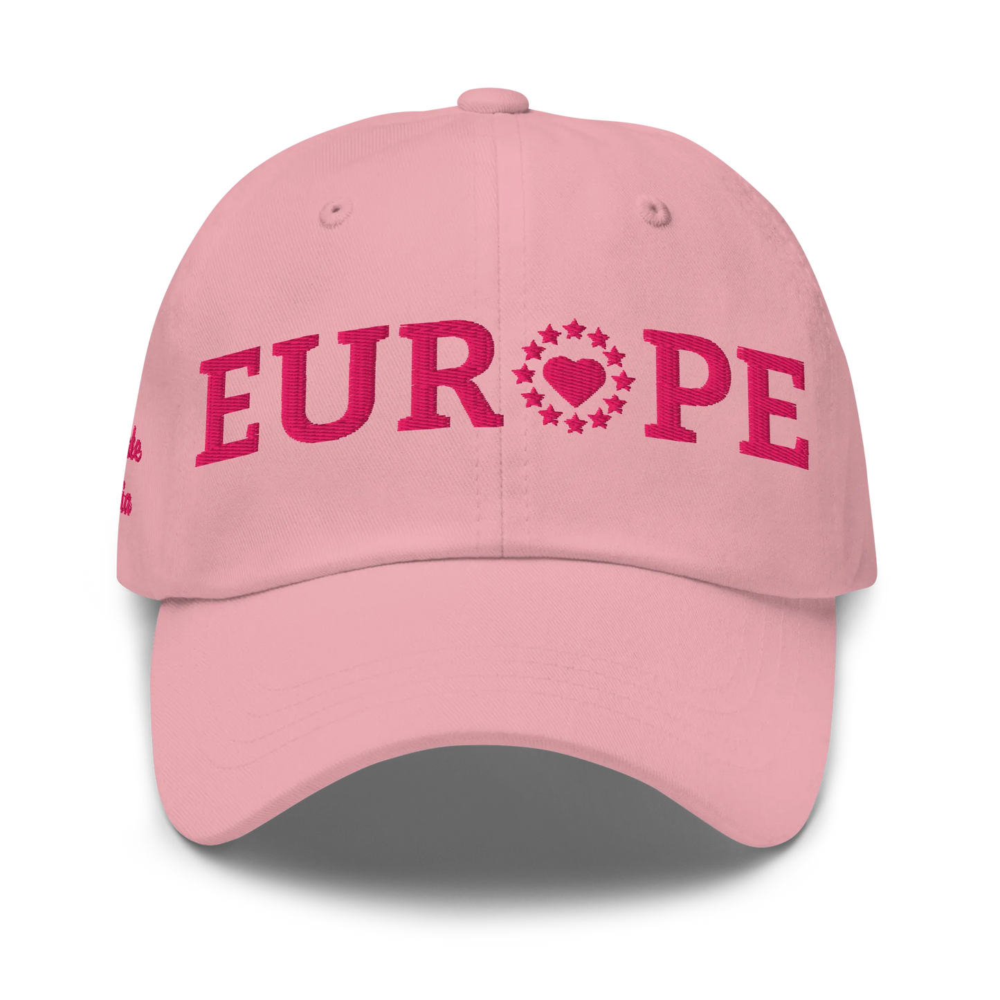 Monochrome Pink "EUROPE" Cap with "Show the Love for Europe" emblem Front View