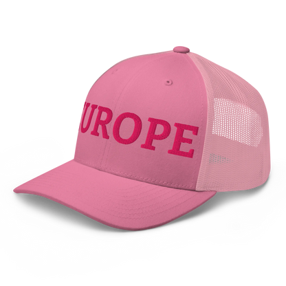 Monochrome Pink EUROPE Trucker Cap Left Front View