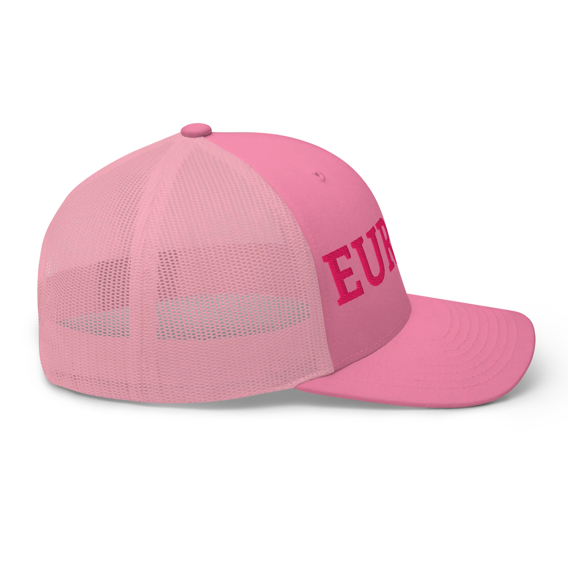 Monochrome Pink EUROPE Trucker Cap with "Show the Love for Europe" emblem Right View