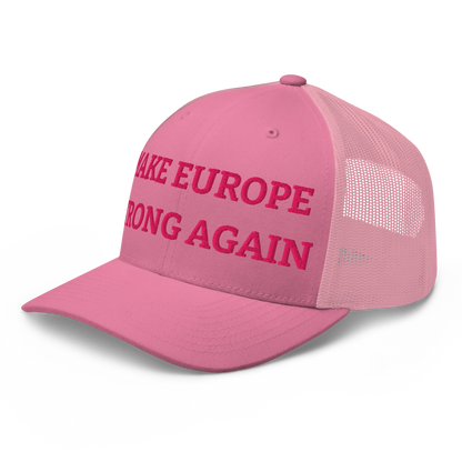 Monochrome Pink "Make Europe Strong Again" / MESA Trucker Cap Left Front View