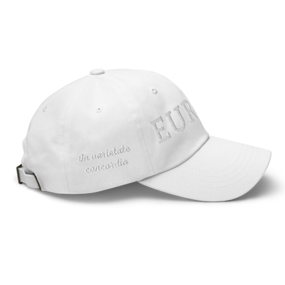 Monochrome White "EUROPE" Cap with "Show the Love for Europe" emblem Right View