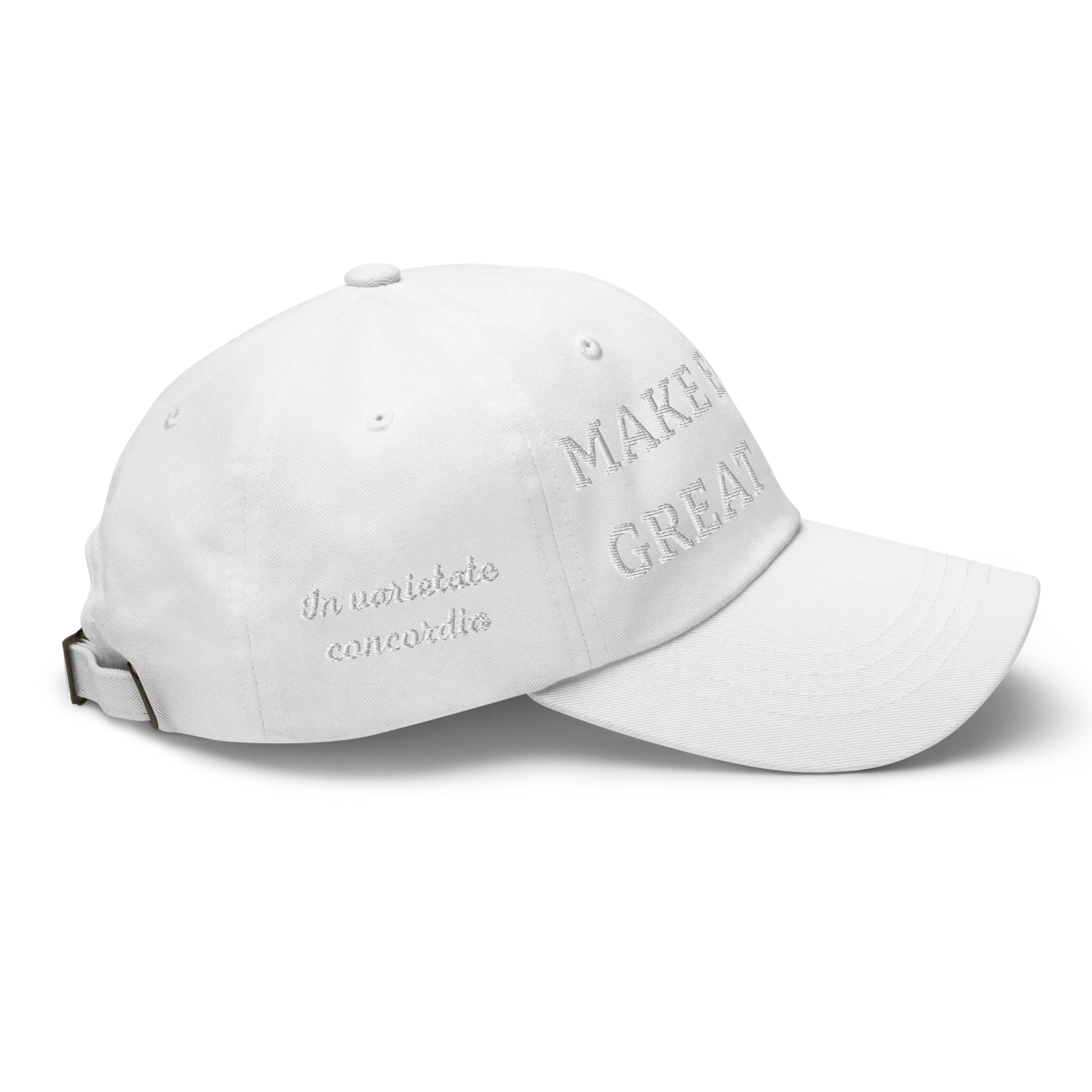 Monochrome White "Make Europe Great Again" / MEGA Cap with "Show the Love for Europe" emblem in full color Right View