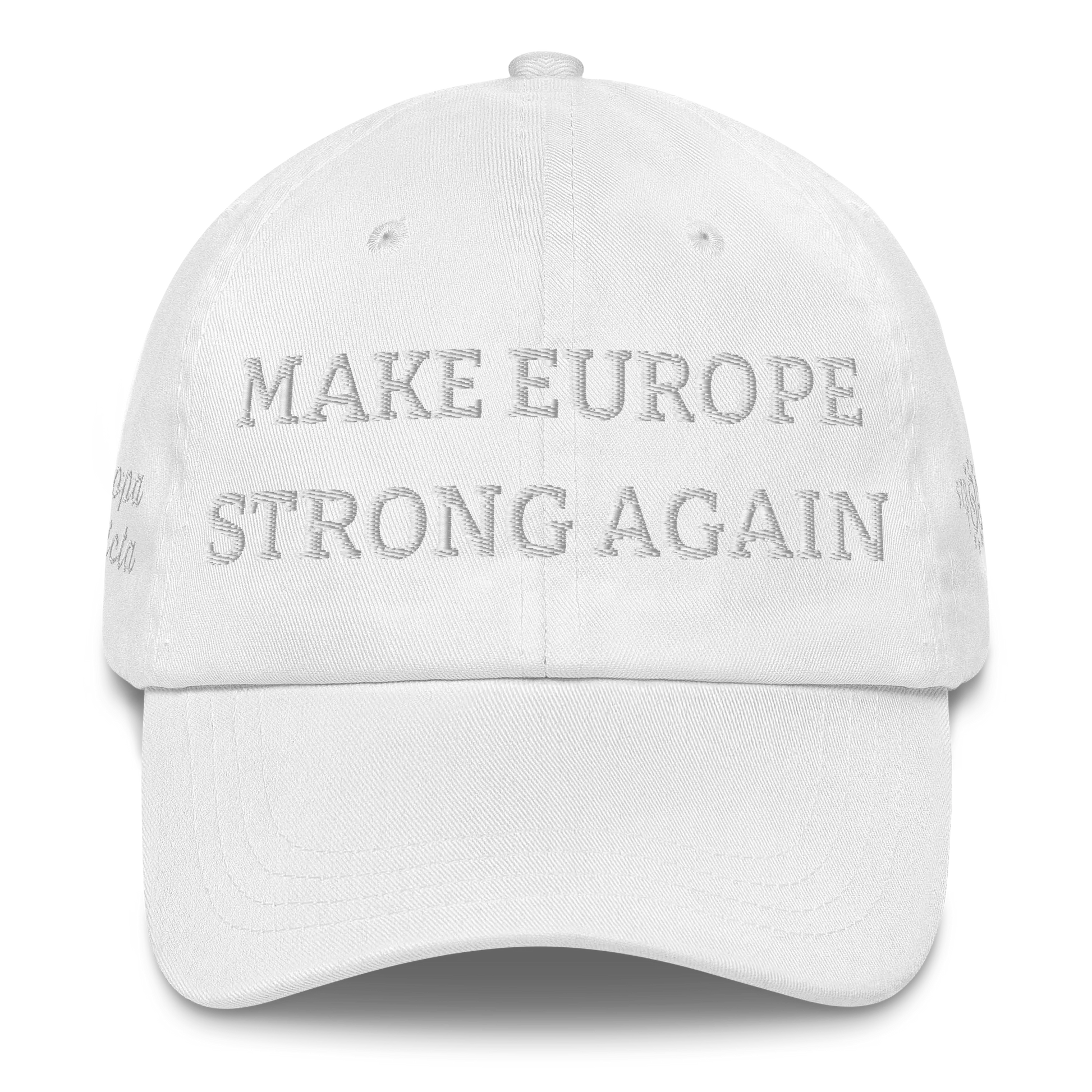 Monochrome White "Make Europe Strong Again" / MESA Cap Front View