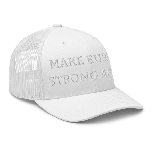 Monochrome White "Make Europe Strong Again" / MESA Trucker Cap Right Front View