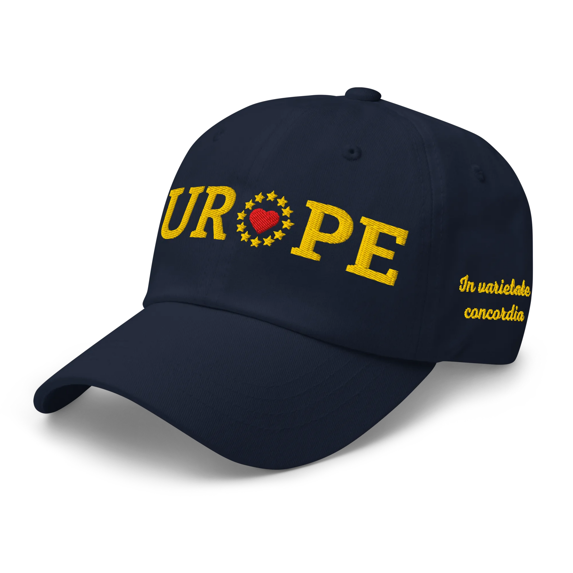 Navy Blue EUROPE Cap with National Flag of Poland and "Show the Love for Europe" emblem Left Front View