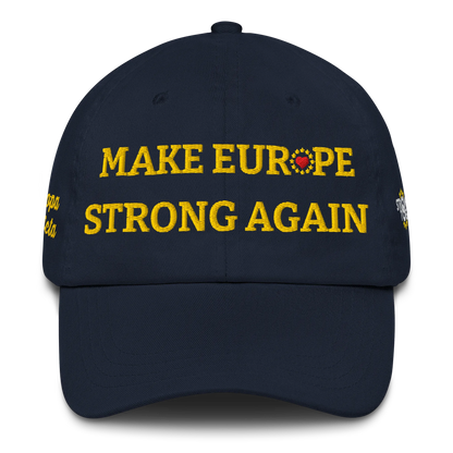 Navy Blue "Make Europe Strong Again" / MESA Cap with "Show the Love for Europe" emblem Front View