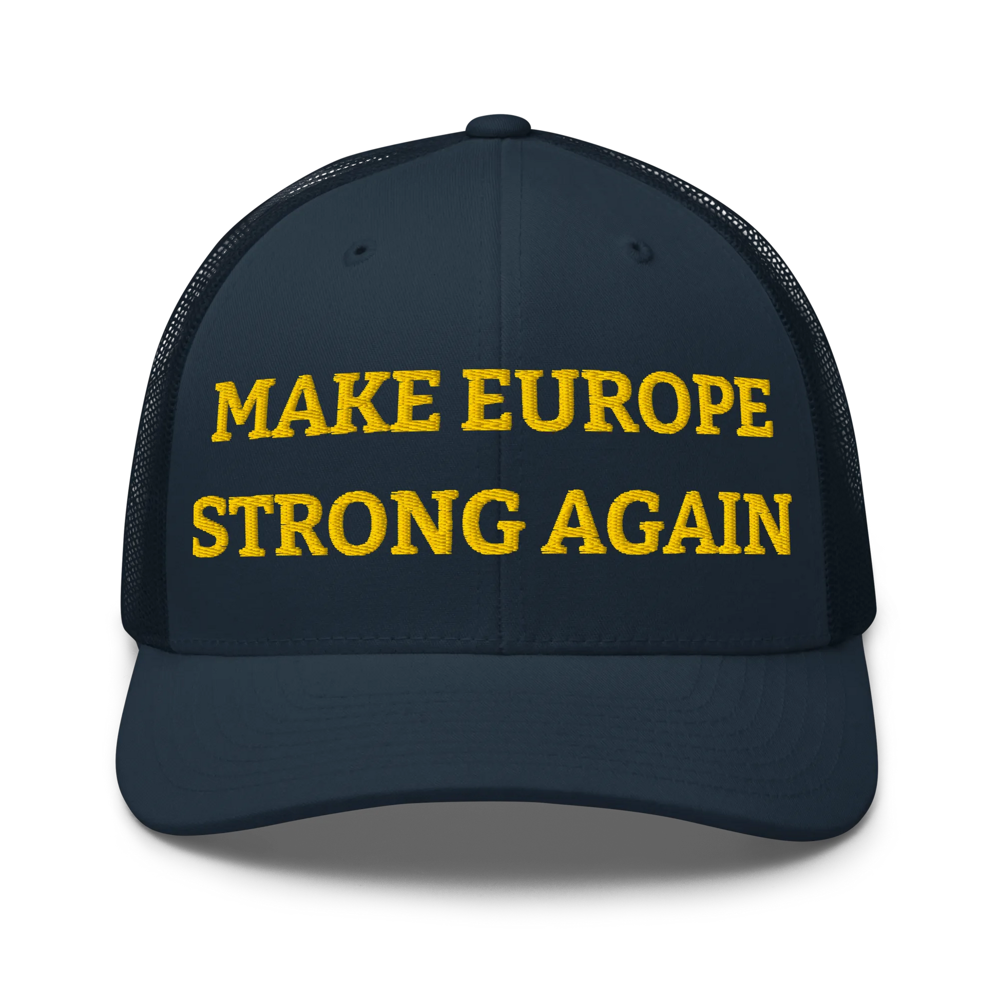Navy Blue "Make Europe Strong Again" / MESA Trucker Cap Front View