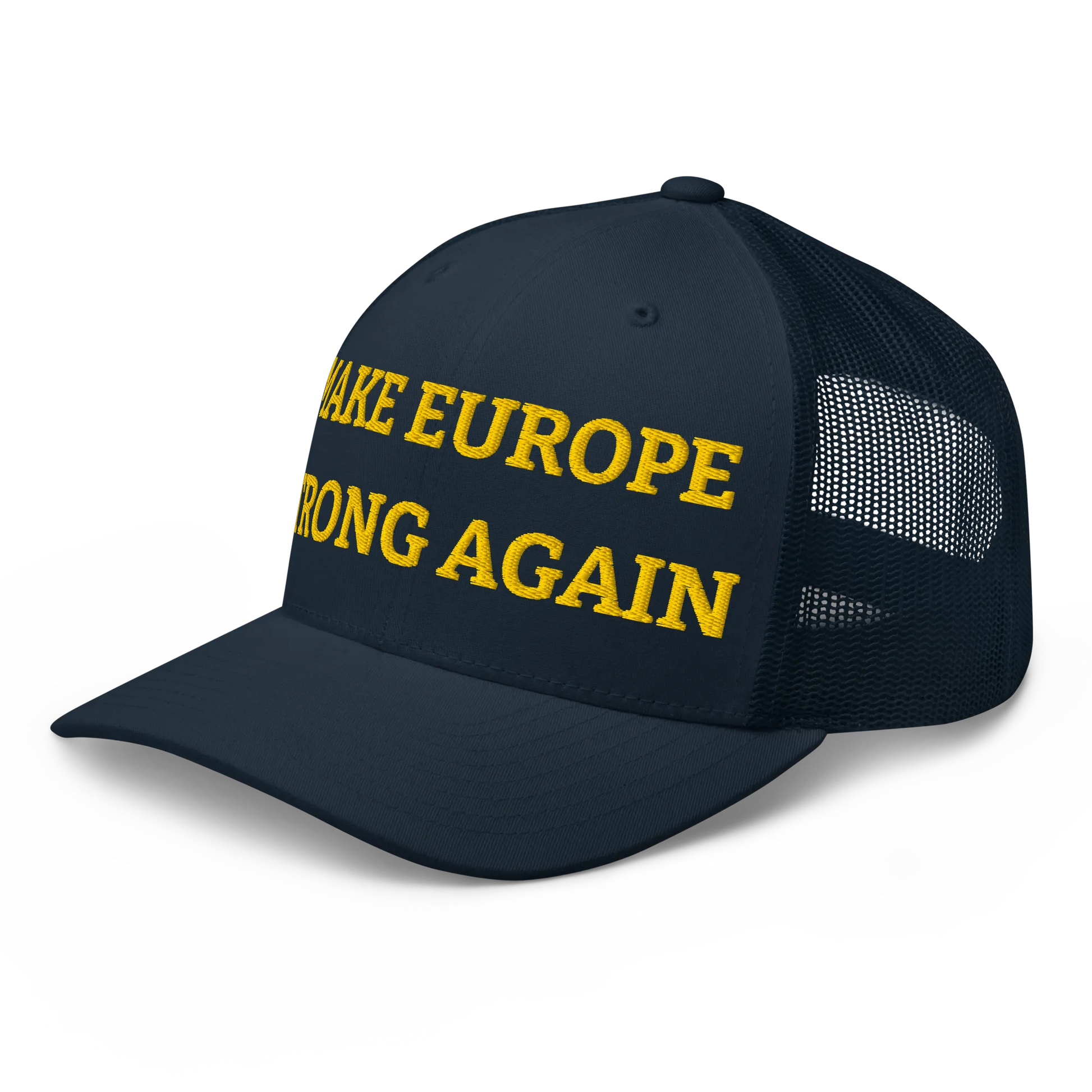 Navy Blue "Make Europe Strong Again" / MESA Trucker Cap Left Front View