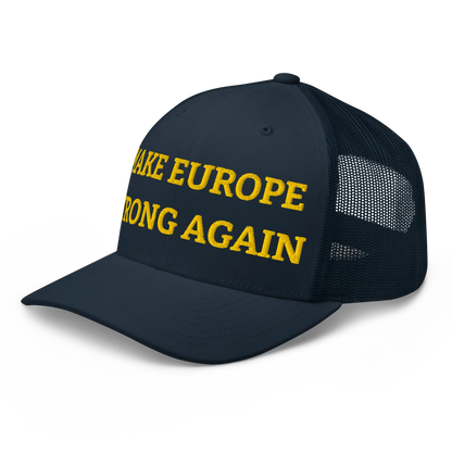 Navy Blue "Make Europe Strong Again" / MESA Trucker Cap Left Front View