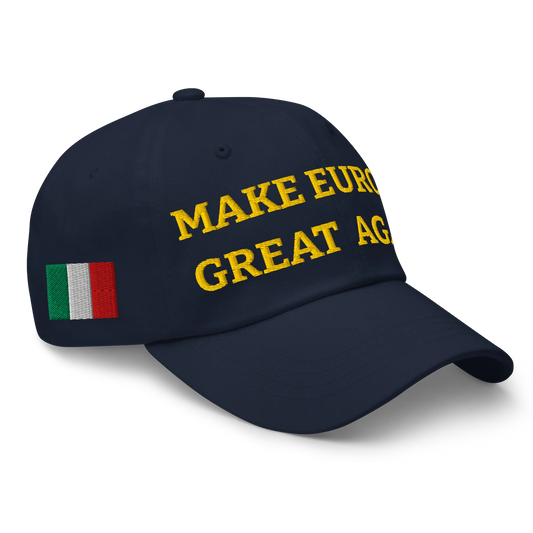 Navy Blue MEGA Cap with National Flag of Italy Right Front View