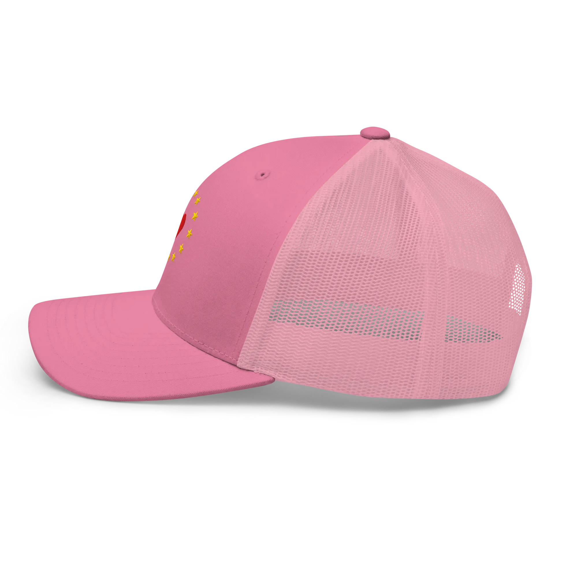 Pink "Show the Love for Europe" Trucker Cap Left View