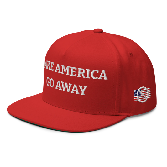 Red "Make America Go Away" / anti-MAGA Cap with Flag of Canada Left Front View