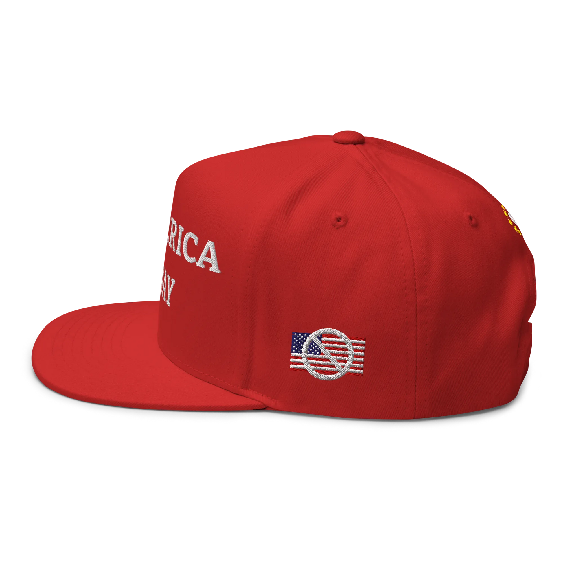 Red "Make America Go Away" / anti-MAGA Cap with Flag of Canada Left View