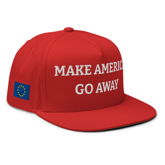 Red "Make America Go Away" / anti-MAGA Cap with Flag of European Union Right Front View