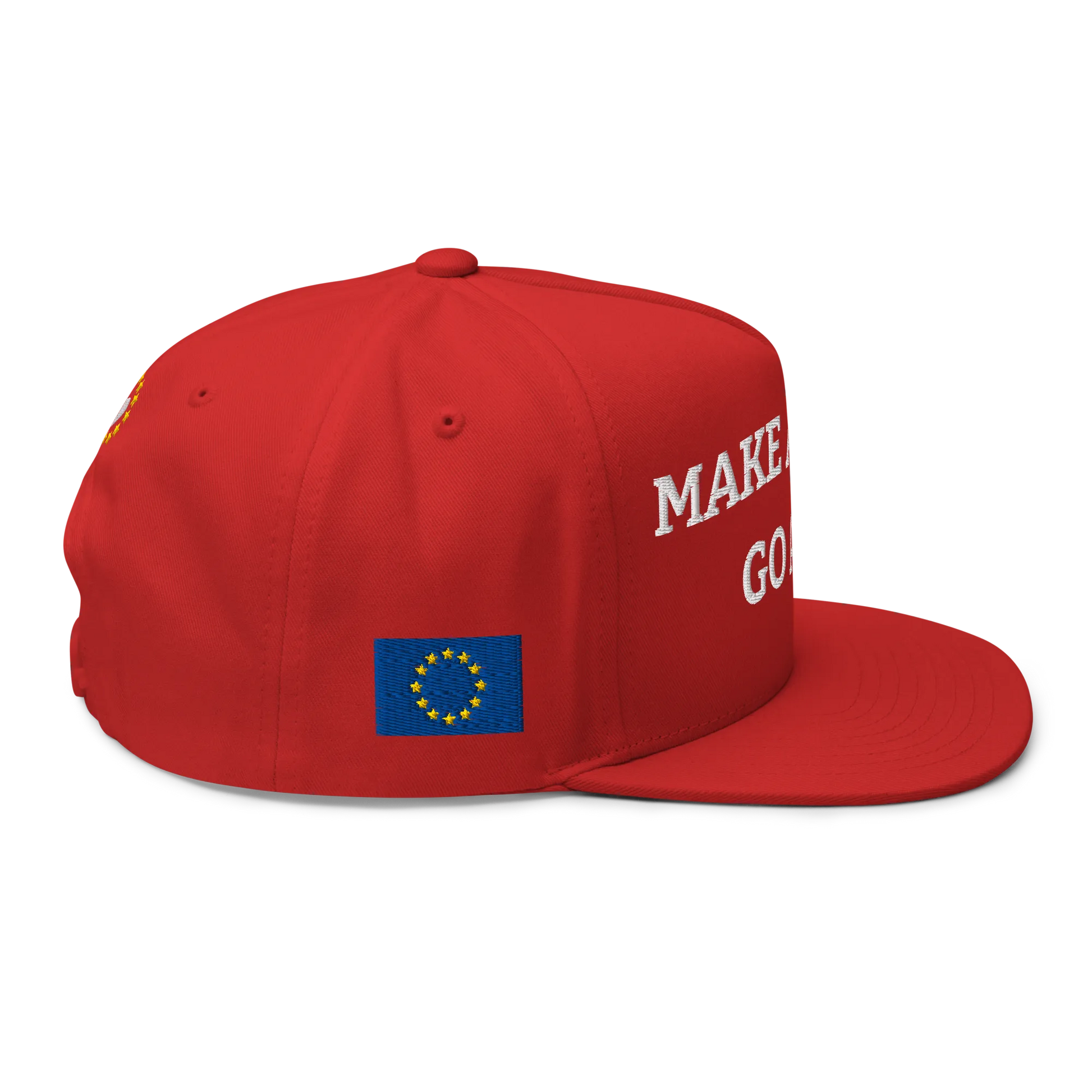 Red "Make America Go Away" / anti-MAGA Cap with Flag of European Union Right View