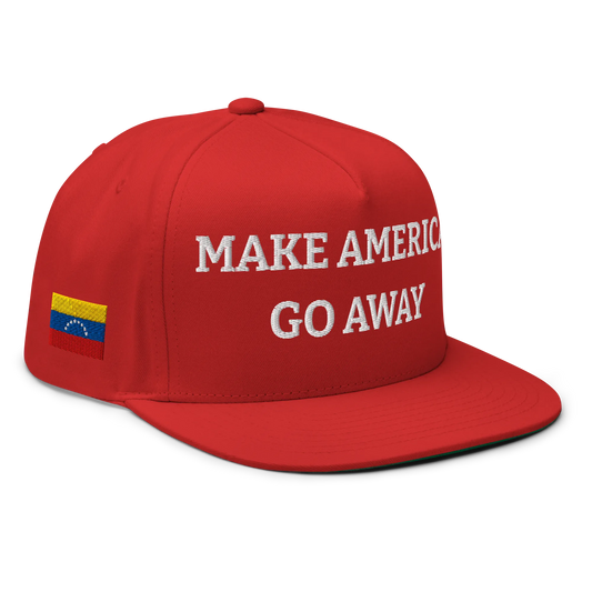 Red "Make America Go Away" / anti-MAGA Cap with Flag of Venezuela Right Front View
