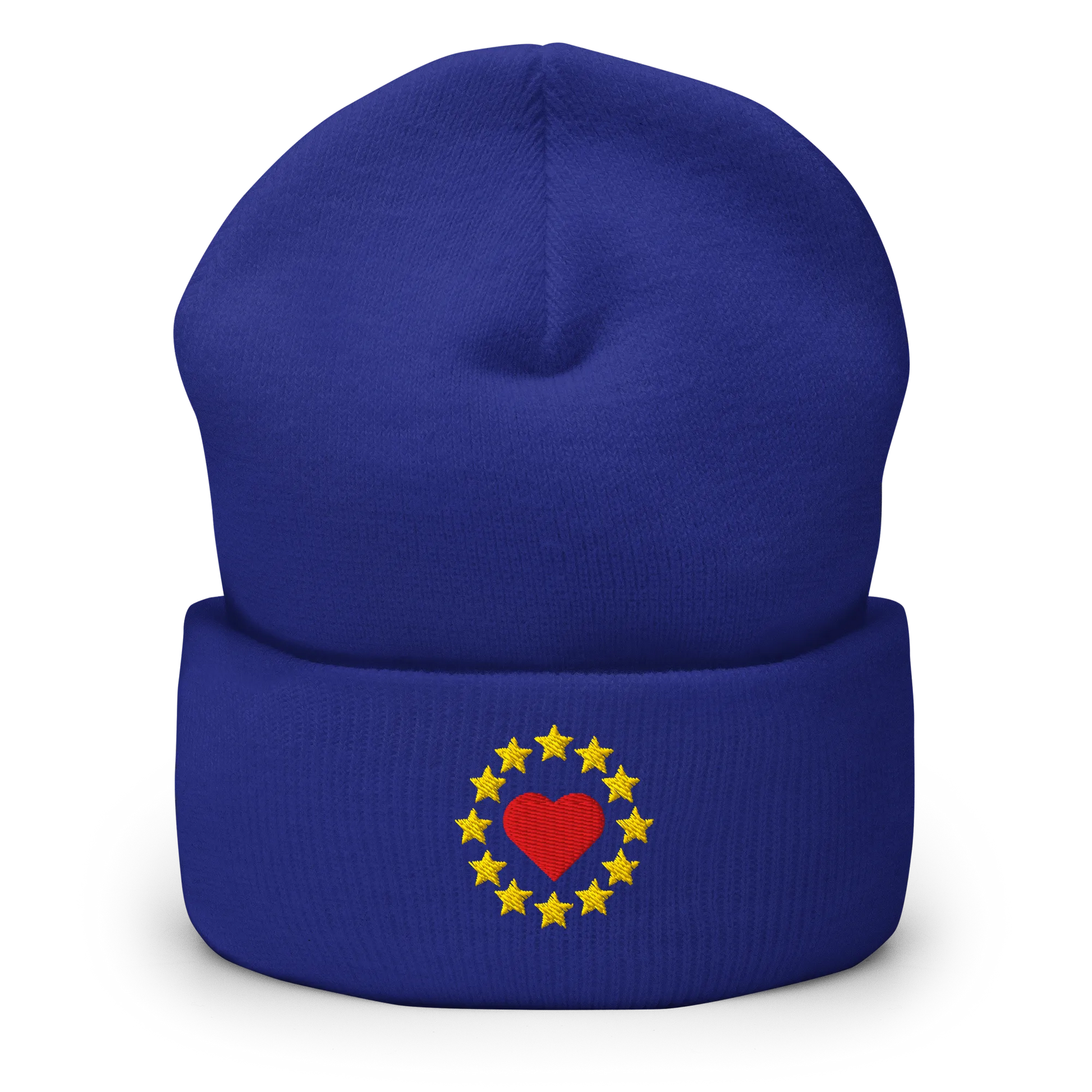 Royal Blue "Show the Love for Europe" Cuffed Beanie Front View