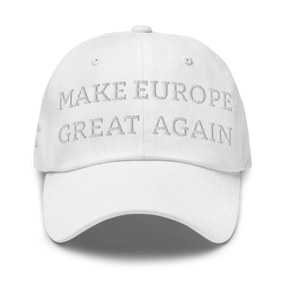 White "Make Europe Great Again" / MEGA Cap Front View